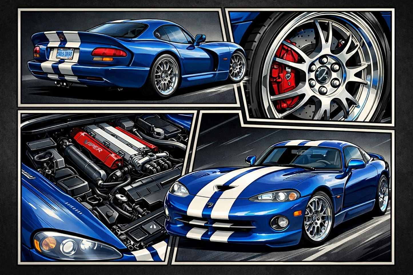 4-Panel Custom Illustrated Artwork (Landscape)