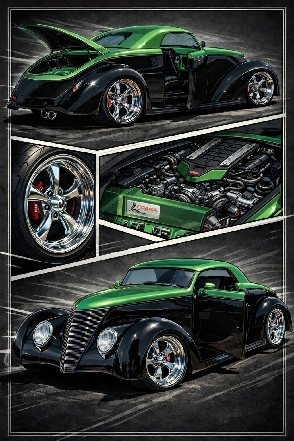 4-Panel Custom Illustrated Artwork